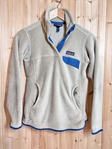 Patagonia Jacket Women's Sz XS Gray Tan Re-Tool Snap-T Pullover Fleece Polartec